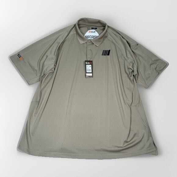 NWT 5.11 Tactical Performance Polo Golf Shirt NASCAR Beige Men's Size 4XL Tall - Picture 1 of 8